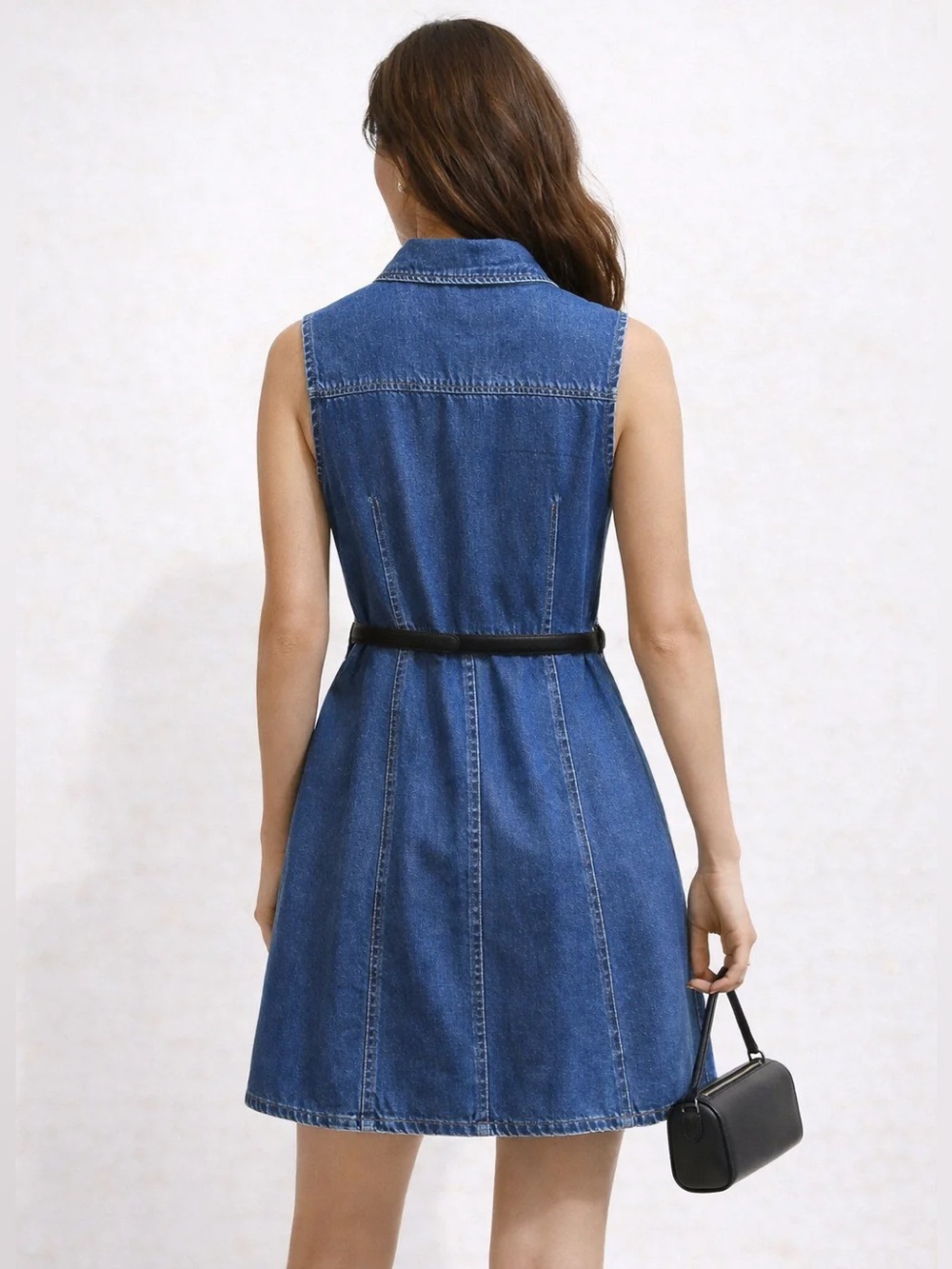 NWT Margaux Denim Dress with Belt by Wisteria - Picture 3 of 4